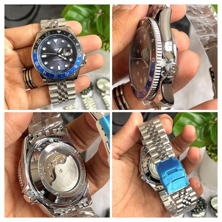 Seiko Sports GMT Open Back Silver Blue AT438