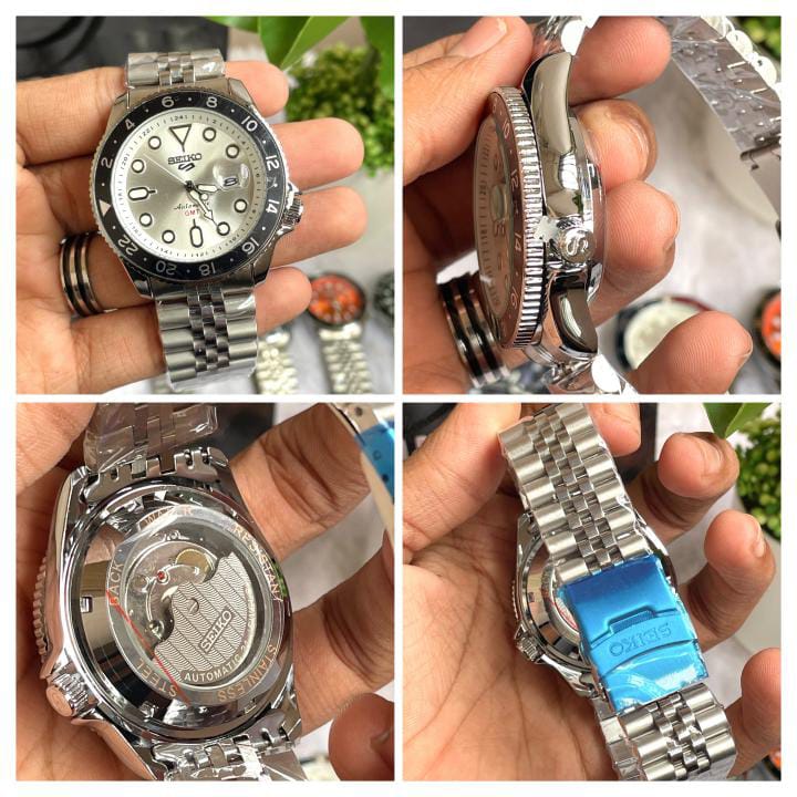 Seiko Sports GMT Open Back Silver White AT438