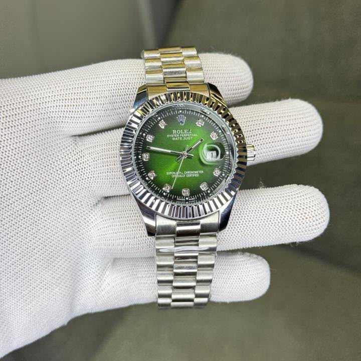Rolex just date Silver green