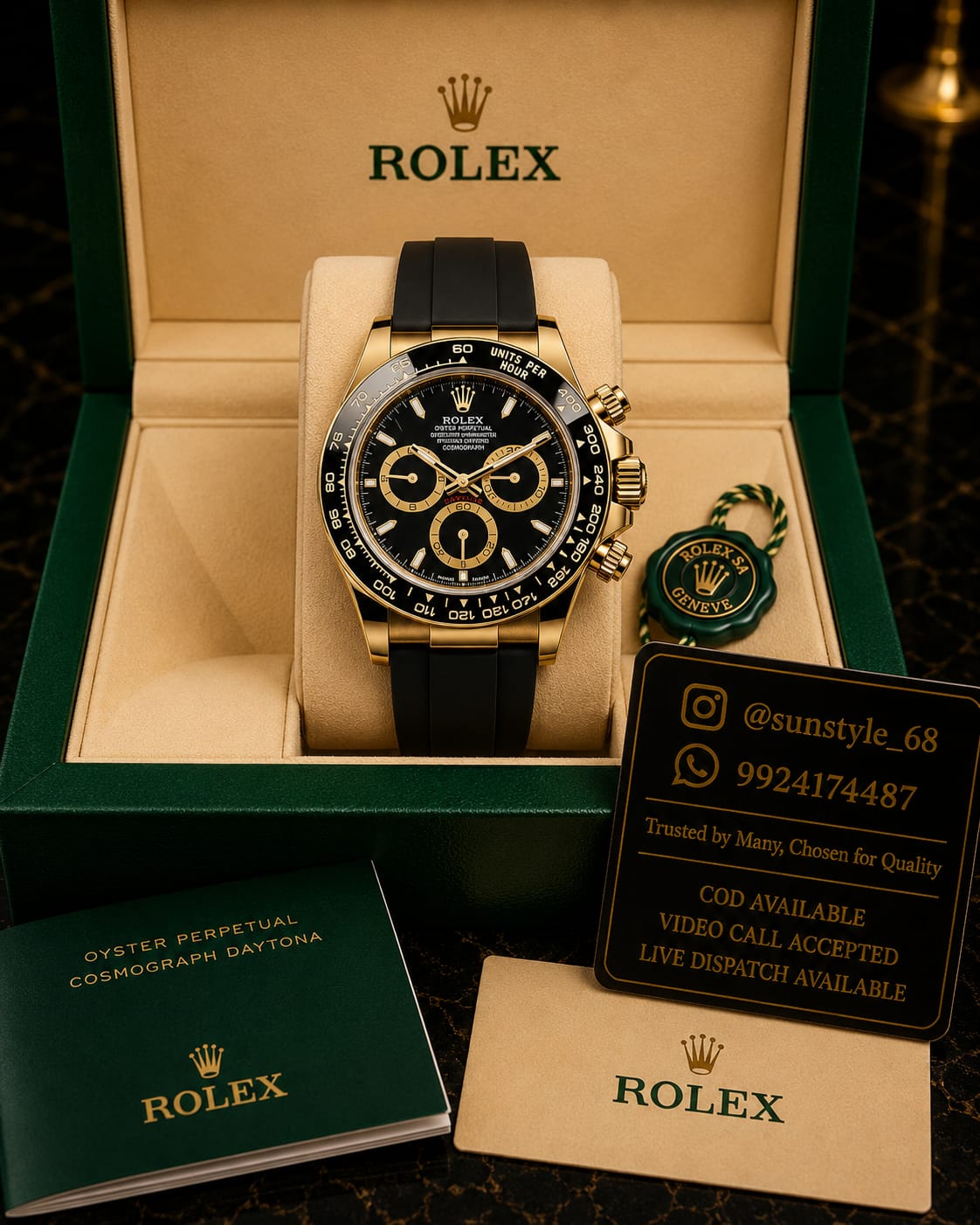 Rolex Daytona Chronograph Gold Black