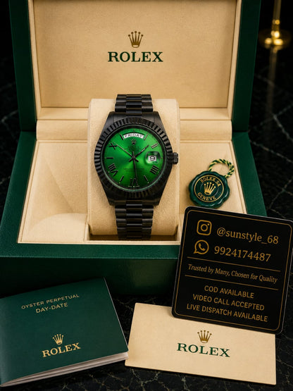 ROLEX_DAYDATE_BLACK_GREEN_DIAL_AT334