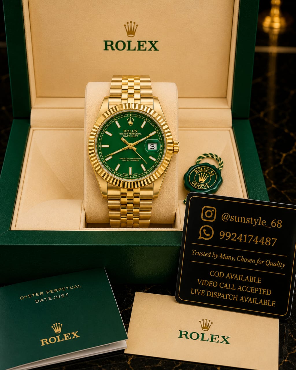 ROLEX_JUST_DATE_GOLD_GREEN_DIAL_AT294