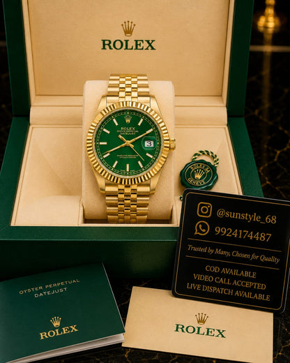 ROLEX_JUST_DATE_GOLD_GREEN_DIAL_AT294