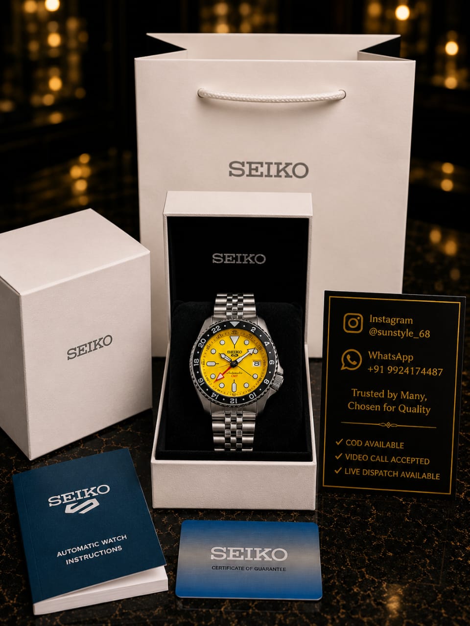 Seiko 5 Sports GMT Yellow Dial