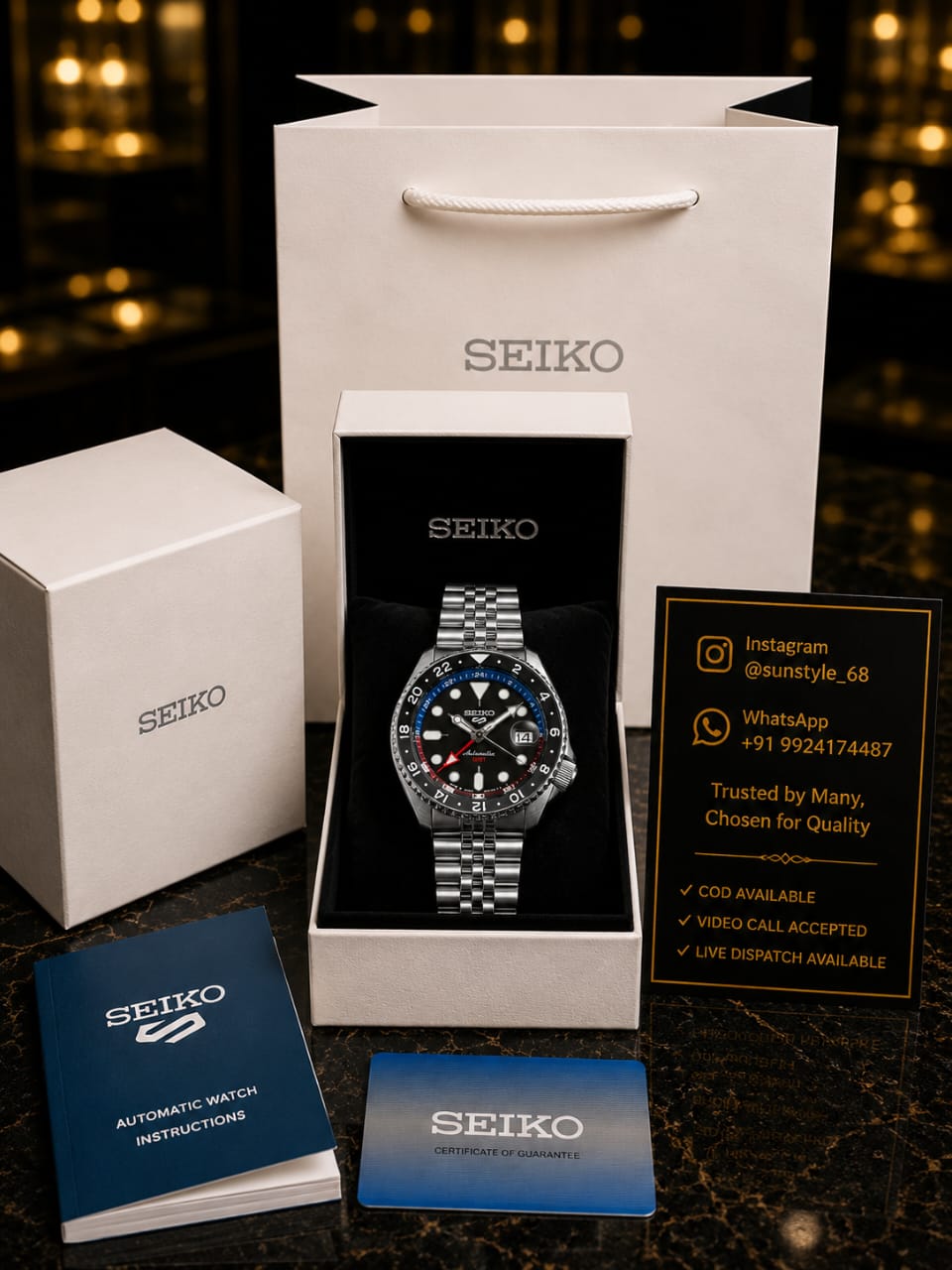 Seiko 5 Sports GMT Black Dial