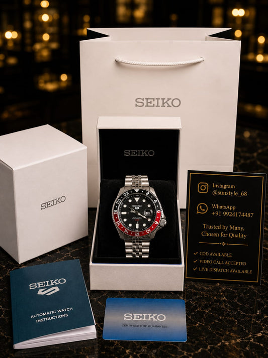 Seiko Sports GMT Open Back Red Black AT438