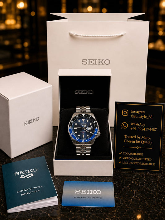 Seiko Sports GMT Open Back Silver Blue AT438