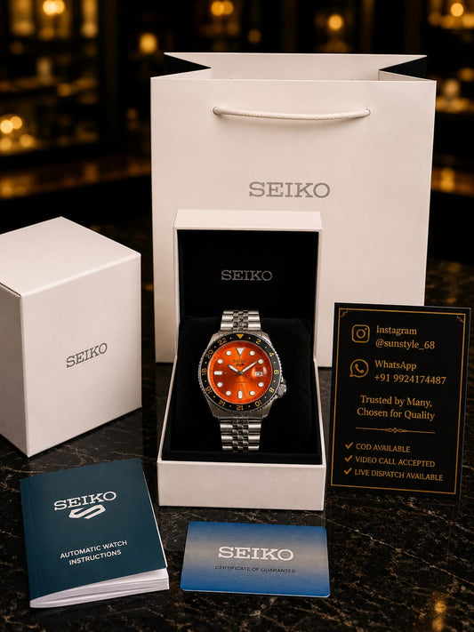 Seiko Sports GMT Open Back Silver Orange AT438