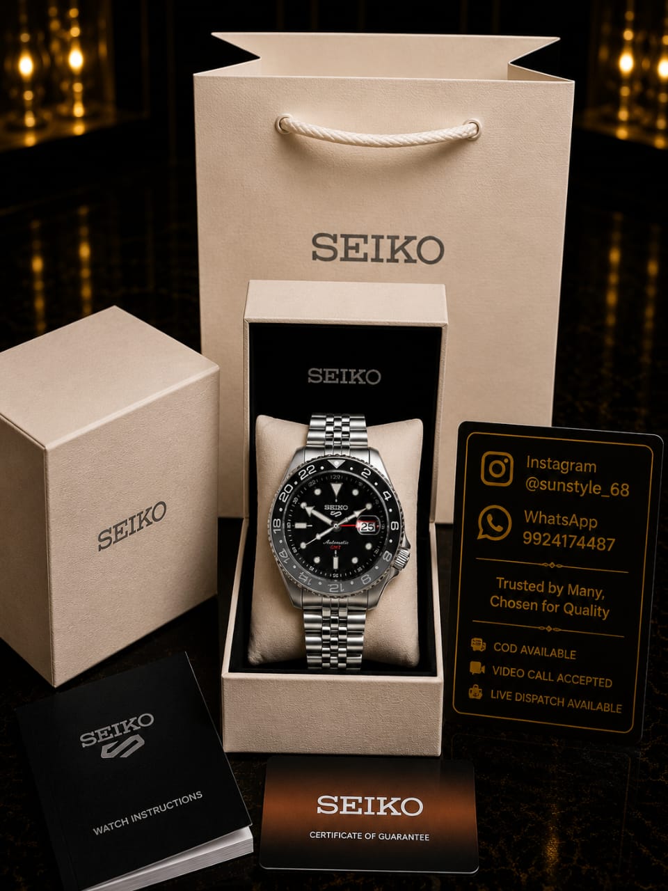 Seiko GMT Pack Grey Black AT436