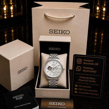 Seiko Presage Automatic (Open Back) White silver