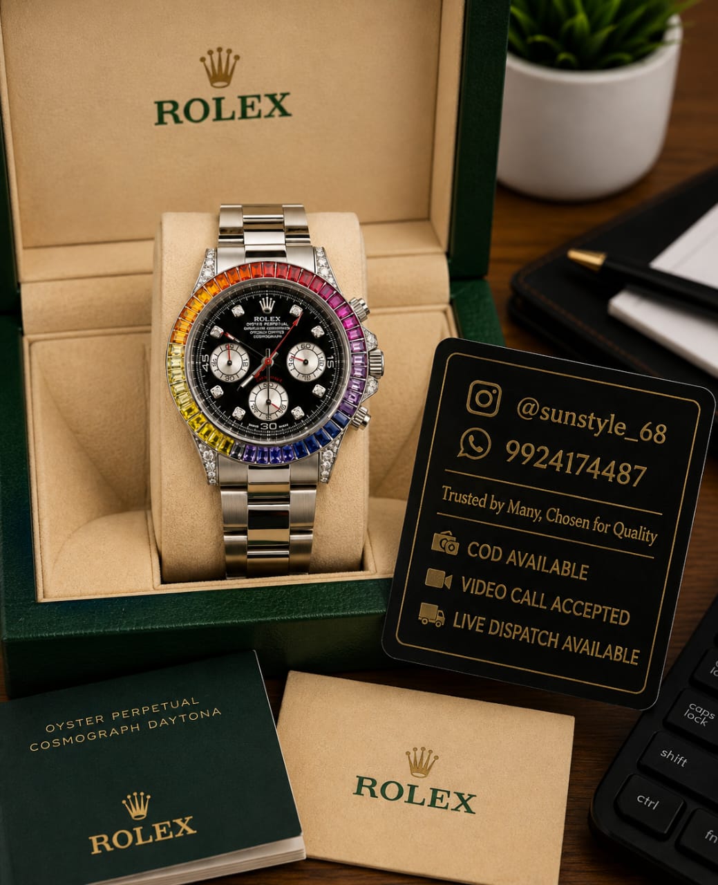 ROLEX_RAINBOW_DIAMOND_SILVER_BLACK_DIAL_AT235
