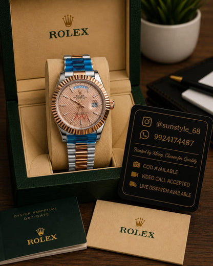ROLEX_DAYDATE_RG_TWOTONE_PINK_TEXTURE_DIAL_AT299