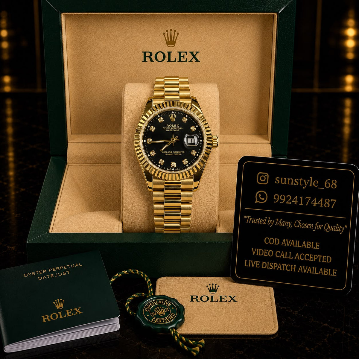 Rolex just date gold black