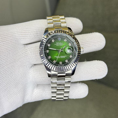 Rolex just date  Silver green