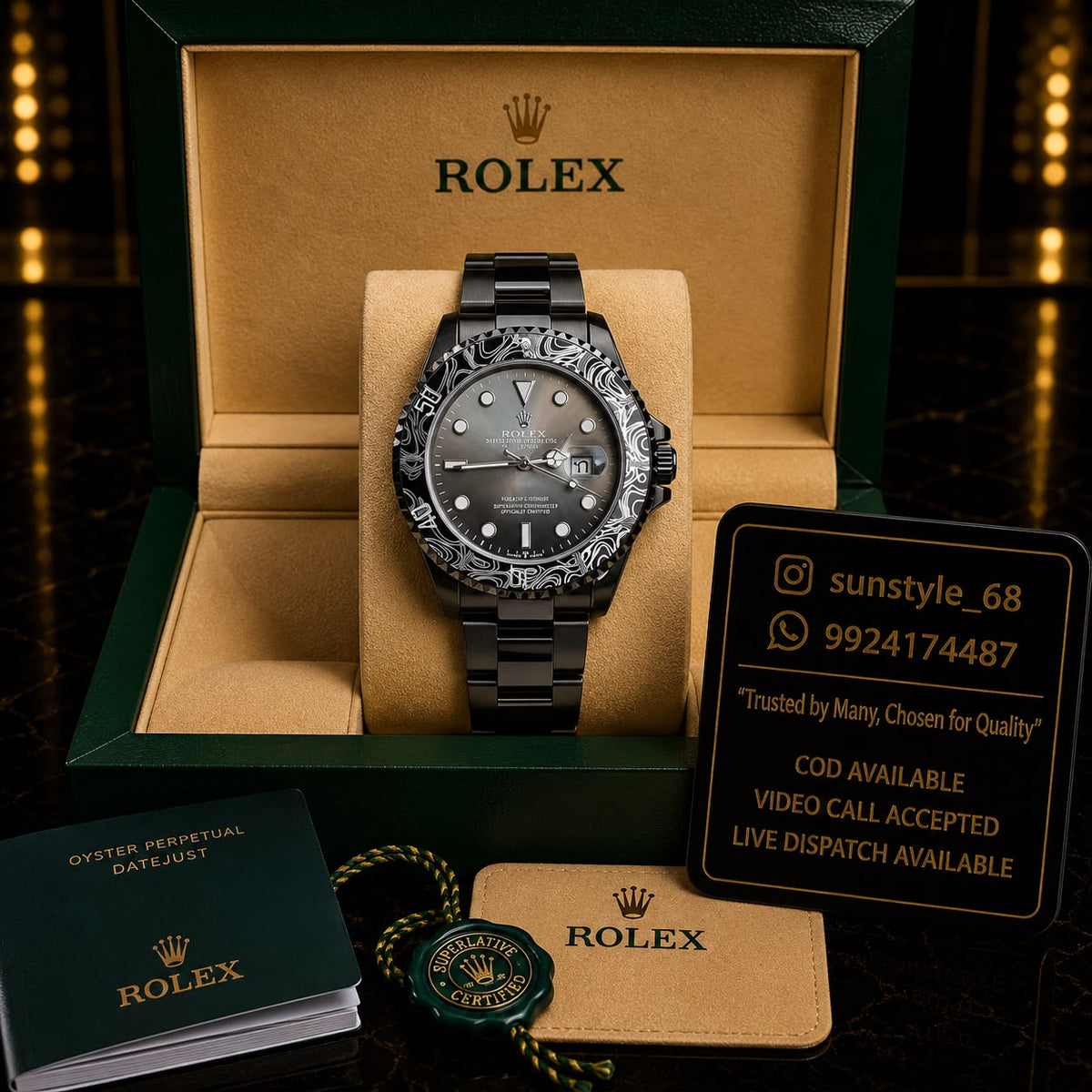 Rolex black auto movment